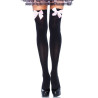 Leg Avenue - Cuisses Hautes En Nylon Noir Avec Noeud Rose Taille Unique